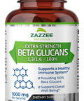Zazzee Extra Strength 1,3/1,6 Beta Glucans, 1000 Mg, 100% Concentrated, 90 Vegan Capsules, Supports A Healthy Immune System, 100%