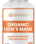 Organic Lions Mane Mushroom Capsules - Nootropic Brain Supplement for Strong Cognitive Support, Intense Focus, Memory Booster for Mental Clarity - Lions Mane Mushroom Supplement - Lion's Mane 90 Count