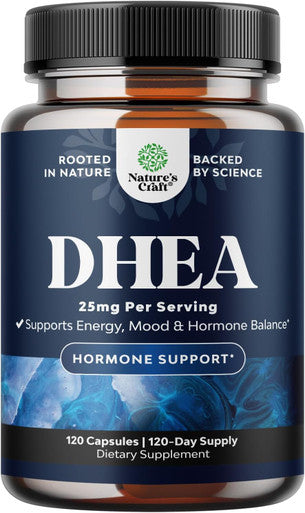 Natures Craft Pure DHEA 25mg for Women and Men - Extra Small Capsule High Absorption DHEA Supplement for Women & Men for Mood Energy and Immune Support - Men & Women's Hormone Balance Supplement (4 Month Supply)
