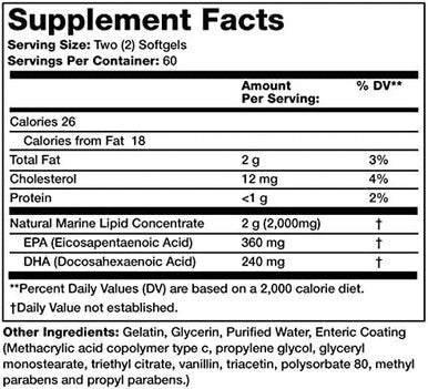 Olympian Labs Enteric Coated Omega 3 Fish Oils 2000 Mg Per Serving/ 60 Servings 120 Softgels