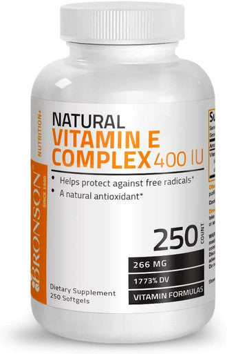 BRONSON Natural Vitamin E Complex - 400 IU - 250 Softgels