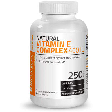Vitamin E Complex Supplement 400 I.U. (80% D-Alpha Tocopherol), Antioxidant, 250 Softgels