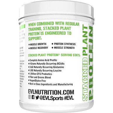 Evlution Nutrition Stacked Plant Protein Powder, Vegan, Non-GMO, Gluten-Free, Probiotics, BCAAs, Fiber, Complete Plant-Based Protein Complex, 1.5 LB ( Vanilla)