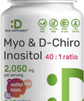 Deal Supplement Myo-Inositol & D-Chiro Inositol Supplement (40:1) 2050mg Per Serving 240 Veggie Capsules with Folate Vitamin D3 & Vitex Complex Women Health Supplements Non-GMO