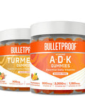 Bulletproof Vitamins A+D+K, 60 Sugar-Free Gummies, Strawberry Orange Flavor |Turmeric Sugar-Free Gummies, 60 Count, Peach Ginger