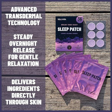 Tolevita Sleep Patches Nighttime Relaxation With Melatonin Lavender Ltheanine Gaba And Herbal Botanicals For Calm Evenings 36 Pcs