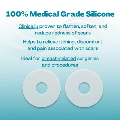 Newgel+ Advanced Silicone Professional Scar Treatment Sheeting 1 Mm Thick For Areola, Post Surgery Cosmetic Procedure, 1 Pair (2 Count) Per Box - Clear