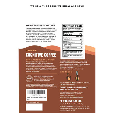 Terrasoul Superfoods Organic Cognitive Mushroom Coffee 30 Servings 14.29 Oz Energize Your Morning and Boost Focus with Powerful Mushrooms Compare to Ryze Mushroom Coffee