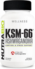 Nutrabio Ashwagandha KSM-66 Herbal Supplement for Better Overall Body Health 600mg - 90 Vegetable Capsules