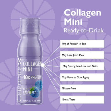 Celebrate Vitamins Collagen Mini Drink ÃƒÂ¢Ã¢â€šÂ¬Ã¢â‚¬Å“ Hydrolyzed Collagen Peptides Skin Hair Nails Joint Support ÃƒÂ¢Ã¢â€šÂ¬Ã¢â‚¬Å“ 10G Protein, Types I & Iii, Sugar-, Gluten- Ready-To-Drink, Low-Calorie Beauty & Wellness
