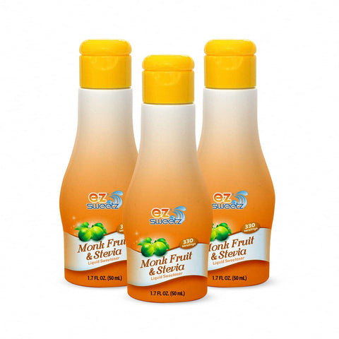 EZ-Sweetz Stevia & Monk Fruit (3 Pack | 1.36oz - Liquid Sweetener 300 Servings/Bottle)