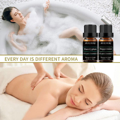 Peppermint Eucalyptus Essential Oil, 2Pcs 100% Pure, Undiluted, Natural, Organic Aromatherapy Essential Oils Gift Set