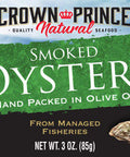 Crown Prince Natural Smoked Oysters in Pure Olive Oil, 3-Ounce Cans (Pack of 18)