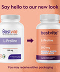 Bestvite L-Proline 500mg (120 Vegetarian Capsules) - No Stearates - No Fillers - Vegan - Gluten - Non GMO