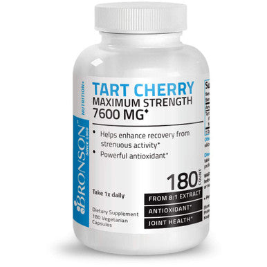 Bronson Tart Cherry Maximum Strength 7600 Mg, 180 Vegetarian Capsules (90 Servings)