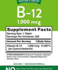 Nature's Truth Vitamin B-12 Tablets, 1,000 mcg, 220 Count