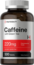 Caffeine Pills 200mg with Green Tea | 500 Tablets | Vegetarian, Non-GMO & Gluten Free | by Horbaach