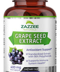 Zazzee High Strength Grape Seed 50:1 Extract, 20,000 Mg Strength, 180 Vegan Capsules, 95% Polyphenols, 6 Month Supply, Concentrat