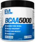 Evlution EVL BCAAs Amino s Powder - BCAA Powder Post Workout Recovery Drink and Stim Free Pre Workout Energy Drink Powder - 5g Branched Chain Amino s Supplement for Men - Unflavored Powder