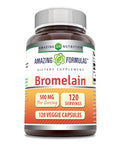 Amazing Formulas Bromelain 500Mg 2400 Gdu, 120 Veggie Capsules | Non-Gmo | Gluten Free | Made In Usa | Ideal For Vegetarians (1 Pack)