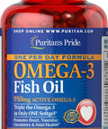 Puritans Pride One Per Day Omega-3 Fish Oil 1360 Mg (950 Mg Active Omega-3)-90 Softgels 90 Count