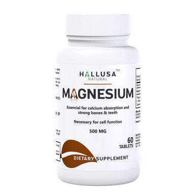 Hallusa Natural - Magnesium For Leg Cramps, Magnesium As Oxide 500 Mg, 60 Capsules, 60-Day Supply, Muscle Relaxation, High Absorption.