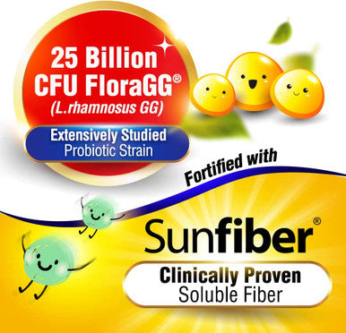LABO Nutrition FloraGG Lactobacillus Rhamnosus GG 25 Billion CFU Active Probiotics and Sunfiber Prebiotic Fiber Supplement Support Healthy Intestinal Immune Health NonGMO Gluten Free 60s