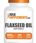 BulkSupplements Flaxseed Oil Softgels - Vegan Omega 3 Supplement - Flaxseed Supplement - 1 Flaxseed Oil 1000mg Softgels - Flax Seed Oil Pills - 120-Day Supply (120 Softgels)