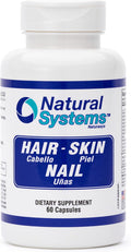 Natural Systems Hair Skin And Nails Vitamins Supplement 60 Capsule By Natural Systems - Strong Nails And Hair Growth Vitamins For Women And Men - Natural Biotin Hair Skin And Nails Vitamin - Skin Protection Vitamins