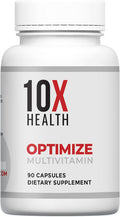 10X Health Optimize Methylated Multivitamin for Men & Women - Vitamins & Minerals with 5-MTHF, B Complex, NAC, Magnesium & Zinc Multivitamins - Multi Vitamins for Adults - 90 Capsules