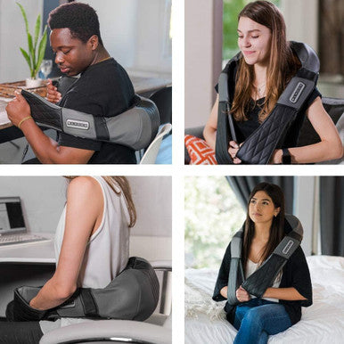 Ireliev Wireless Rechargeable Shiatsu Neck & Back Massager With Heat - 3D Deep Tissue Kneading Massage Pillow - Adjustable Intensity - Shoulders, Leg, Body - Home, Car, Office - Travel Bag