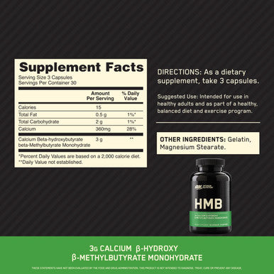 Optimum Nutrition Unflavored Creatine Monohydrate 100 Capsules Bundled With Hmb 90 Capsules