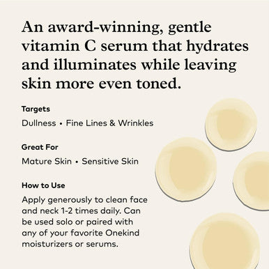 Onekind Radiant C Face Serum Anti-Aging Facial Treatment with Hyaluronic Acid Tetrahexyldecyl Ascorbate Ferulic & Vitamin E Serum for Dark Spots Even Skin Tone Fine Lines & Wrinkles
