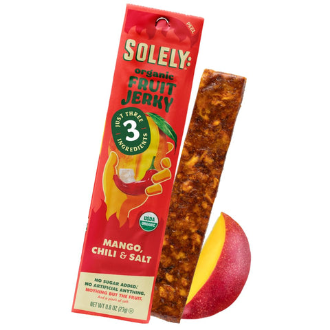 Solely - Organic Mango Fruit Jerky - 12 Individually Wrapped Fruit Strips - Fruit Leather Made from Dried Fruits - Healthy Snacks, Vegan - 0.8oz (23g)