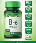 Nature's Truth Vitamin B-6 100mg Tablets, 100 Count