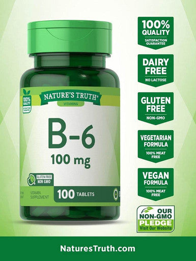 Nature's Truth Vitamin B-6 100mg Tablets, 100 Count