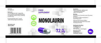 Hepatica Monolaurin 500Mg 120 Vegan Capsules, 3Rd Party Lab Tested, High Strength Supplement, Gluten And Gmo