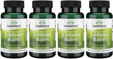 Swanson Full Spectrum Lemon Balm Relaxation Sleep Support 500 Milligrams 60 Capsules (4 Pack)