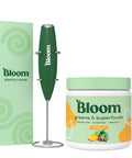 Bloom Nutrition Superfood Greens Powder Digestive Enzymes with Probiotics and Prebiotics Gut Health Bloating Relief Mango + Milk Frother High Powered Hand Mixer