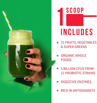 GoBiotix Super Greens Powder N Super Reds Powder NonGMO Vegan Red and Green Superfood Probiotics Enzymes Organic Whole Foods Fruit and Veggie Supplement Pomegranate Raspberry 60 Servings