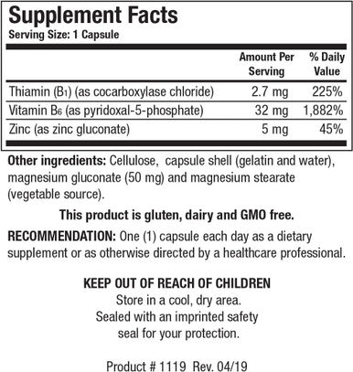 Biotics Research B6 B1 Plus Zinc Supplies Active Forms of B Vitamins. 5mg of Highly bioavailable Form of zinc. Aids in Activity of Over 300 Different zinc Dependent enzymes 90 Caps
