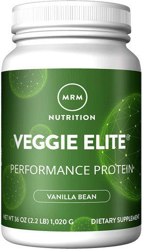 MRM Nutrition Veggie Elite Performance Protein | Vanilla Bean Flavored| Plant-Based Protein| Easy to Digest | with BCAAs| Vegan + Gluten- | Clinically Tested| Digestive enzymes | 30 Servings