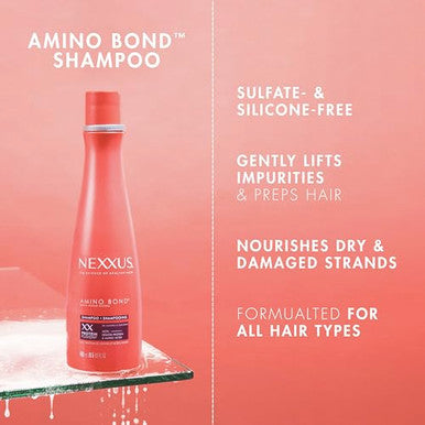 Nexxus Bond Repair Shampoo Conditioner & Intense Rebond Treatment Bundle Amino Bond 3 Pack For All Types Of Damaged Hair With Keratin Protein And Amino Acids