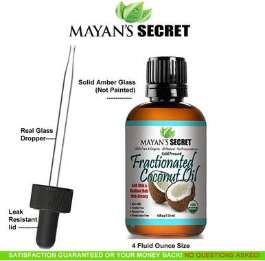 Organic Fractionated Coconut Oil, For Aromatherapy Relaxing Massage, Carrier Oil for Diluting Essential Oils, Hair & Skin Care Benefits, Moisturizer & Softener