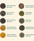 Vahdam Assorted Loose Leaf Tea Sampler (10 Teas 50 Servings) Non-GMO Gluten | Whole Loose Leaf Tea Sampler | Tea Variety Pack | Tea Set | s for Women & Men