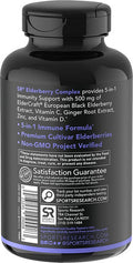 Sports Research Elderberry Immune Support with Zinc Vitamin C D3 5000IU Highest Extract 641 Equivalent 32000mg of Organic Elderberries NonGMO Verified Gluten 60 Veggie Capsules