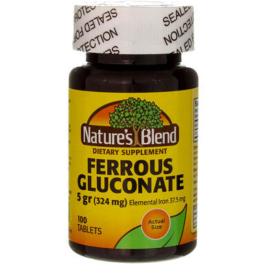 Nature's Blend Ferrous Gluconate Tablets, 100 Count