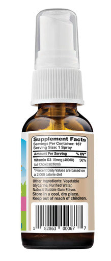 Nutrasumma Kids Vitamin D3 400 Iu Spray Bubble Gum Flavor-1Oz- Naturally High Absorption Rate Supports Bone Boosts Immune System Vitamin Supplement