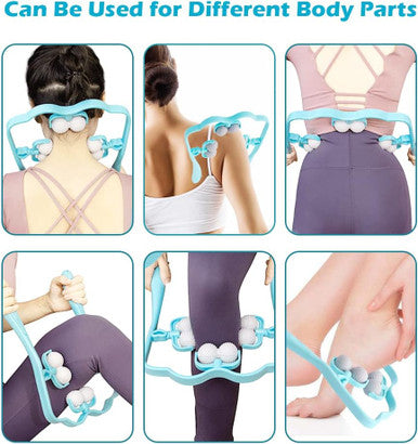 Abnaok Neck Massager, Neck Roller For Pain Relief Deep Tissue, Trigger Point Roller Massager With 6 Wheels, Handheld Shiatsu Shoulder Massage Tools, Suitable For Arm, Legs, Back, Neck Relaxer