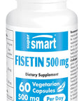 Supersmart Fisetin 500 mg Per Day Rhus Succedanea Extract Powerful 100 Natural Senolytic Supplement NonGMO Gluten Free 60 Vegetarian Capsules